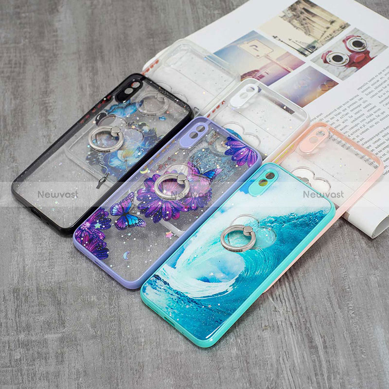 Silicone Candy Rubber Gel Fashionable Pattern Soft Case Cover with Finger Ring Stand Y01X for Xiaomi Redmi 9i