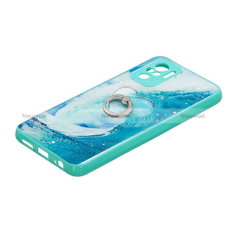 Silicone Candy Rubber Gel Fashionable Pattern Soft Case Cover with Finger Ring Stand Y01X for Xiaomi Redmi Note 10 4G