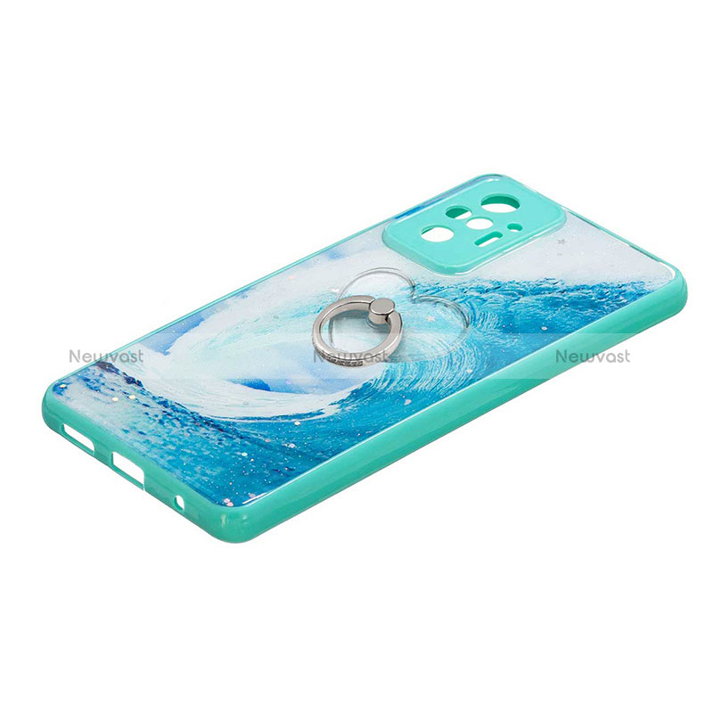 Silicone Candy Rubber Gel Fashionable Pattern Soft Case Cover with Finger Ring Stand Y01X for Xiaomi Redmi Note 10 Pro 4G Green