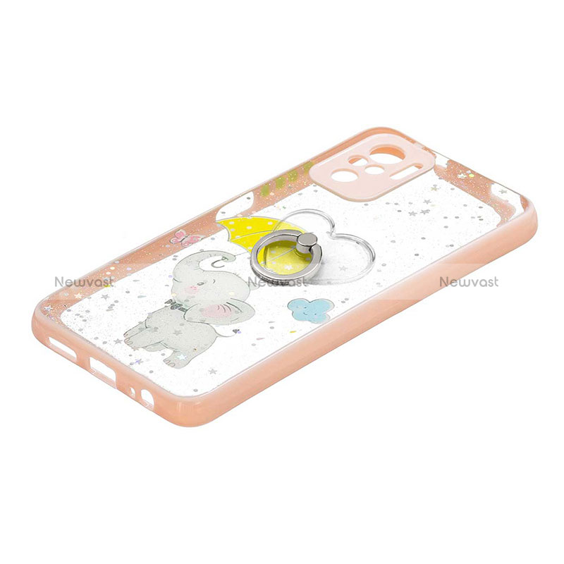 Silicone Candy Rubber Gel Fashionable Pattern Soft Case Cover with Finger Ring Stand Y01X for Xiaomi Redmi Note 10S 4G