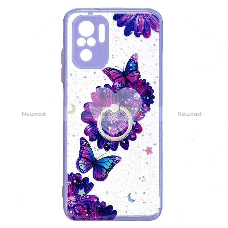 Silicone Candy Rubber Gel Fashionable Pattern Soft Case Cover with Finger Ring Stand Y01X for Xiaomi Redmi Note 10S 4G
