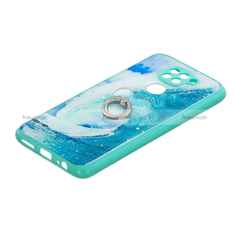 Silicone Candy Rubber Gel Fashionable Pattern Soft Case Cover with Finger Ring Stand Y01X for Xiaomi Redmi Note 9