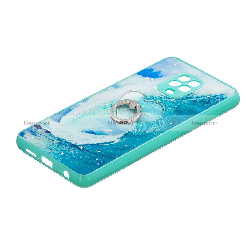 Silicone Candy Rubber Gel Fashionable Pattern Soft Case Cover with Finger Ring Stand Y01X for Xiaomi Redmi Note 9 Pro Max Green