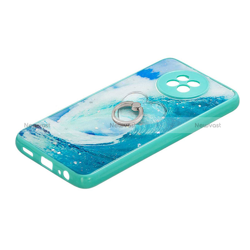 Silicone Candy Rubber Gel Fashionable Pattern Soft Case Cover with Finger Ring Stand Y01X for Xiaomi Redmi Note 9T 5G