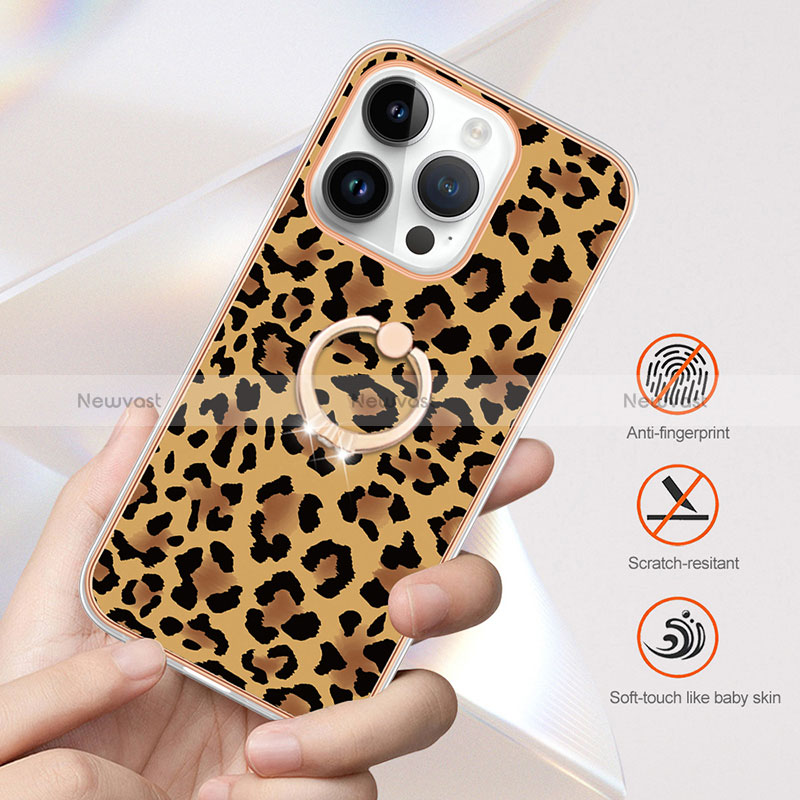 Silicone Candy Rubber Gel Fashionable Pattern Soft Case Cover with Finger Ring Stand Y02B for Apple iPhone 13 Pro