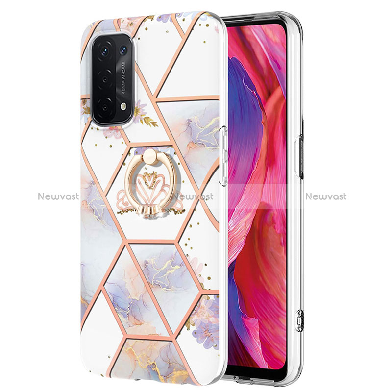 Silicone Candy Rubber Gel Fashionable Pattern Soft Case Cover with Finger Ring Stand Y02B for Oppo A74 5G