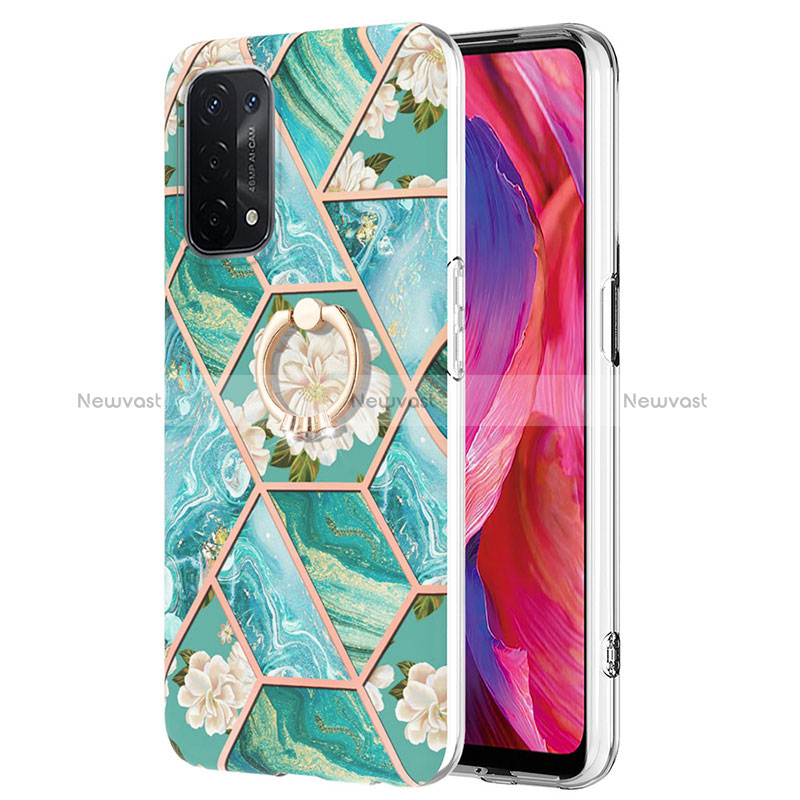 Silicone Candy Rubber Gel Fashionable Pattern Soft Case Cover with Finger Ring Stand Y02B for Oppo A74 5G