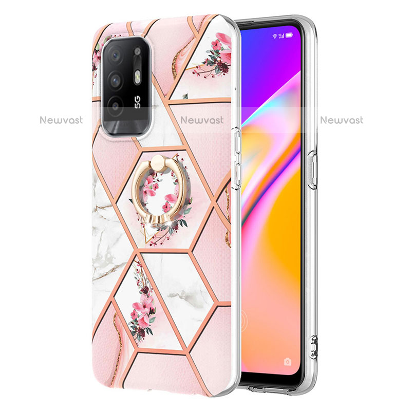 Silicone Candy Rubber Gel Fashionable Pattern Soft Case Cover with Finger Ring Stand Y02B for Oppo A94 5G