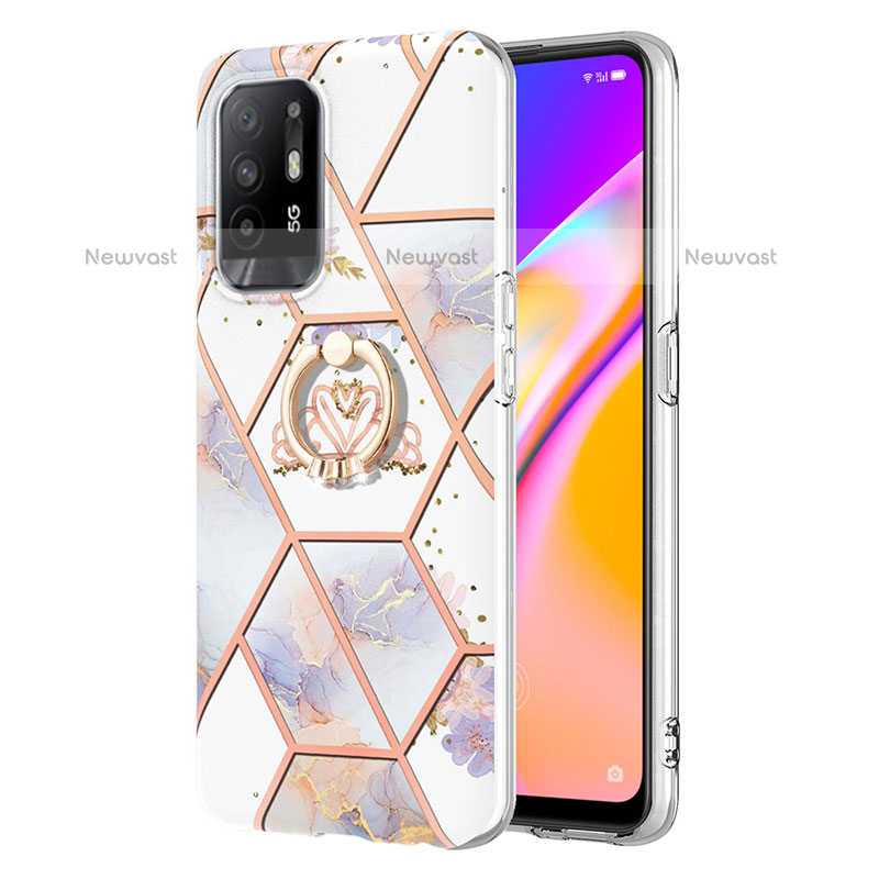 Silicone Candy Rubber Gel Fashionable Pattern Soft Case Cover with Finger Ring Stand Y02B for Oppo A94 5G