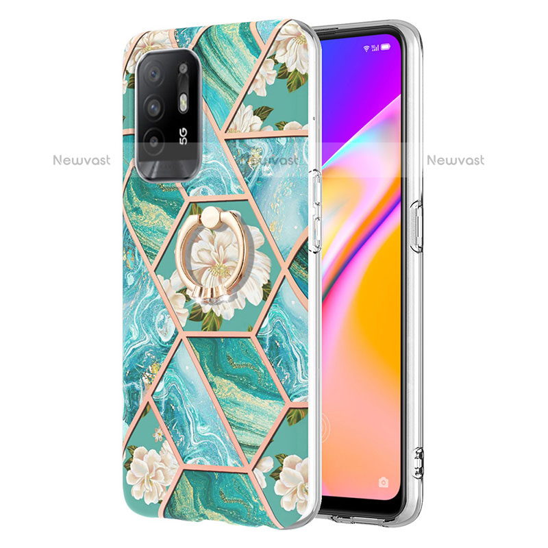 Silicone Candy Rubber Gel Fashionable Pattern Soft Case Cover with Finger Ring Stand Y02B for Oppo A94 5G