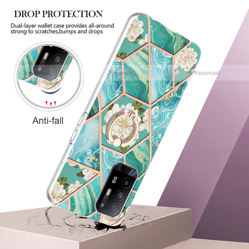 Silicone Candy Rubber Gel Fashionable Pattern Soft Case Cover with Finger Ring Stand Y02B for Oppo A94 5G