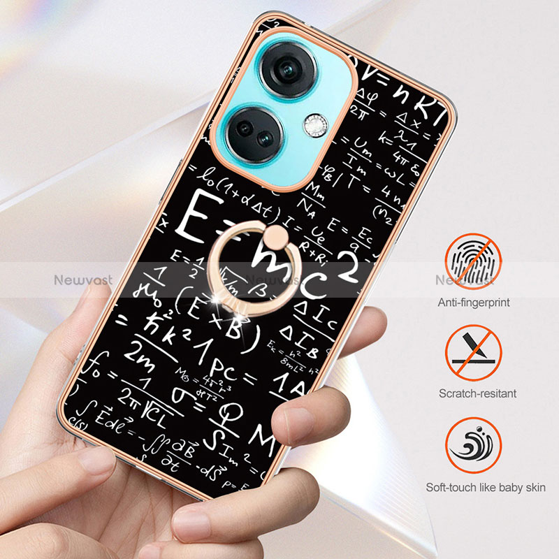 Silicone Candy Rubber Gel Fashionable Pattern Soft Case Cover with Finger Ring Stand Y02B for Oppo K11x 5G