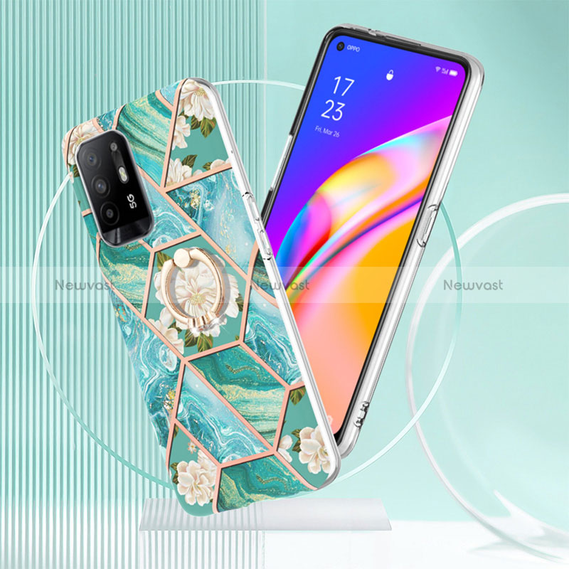 Silicone Candy Rubber Gel Fashionable Pattern Soft Case Cover with Finger Ring Stand Y02B for Oppo Reno5 Z 5G