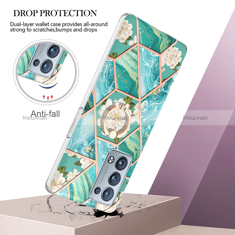 Silicone Candy Rubber Gel Fashionable Pattern Soft Case Cover with Finger Ring Stand Y02B for Oppo Reno6 Pro 5G