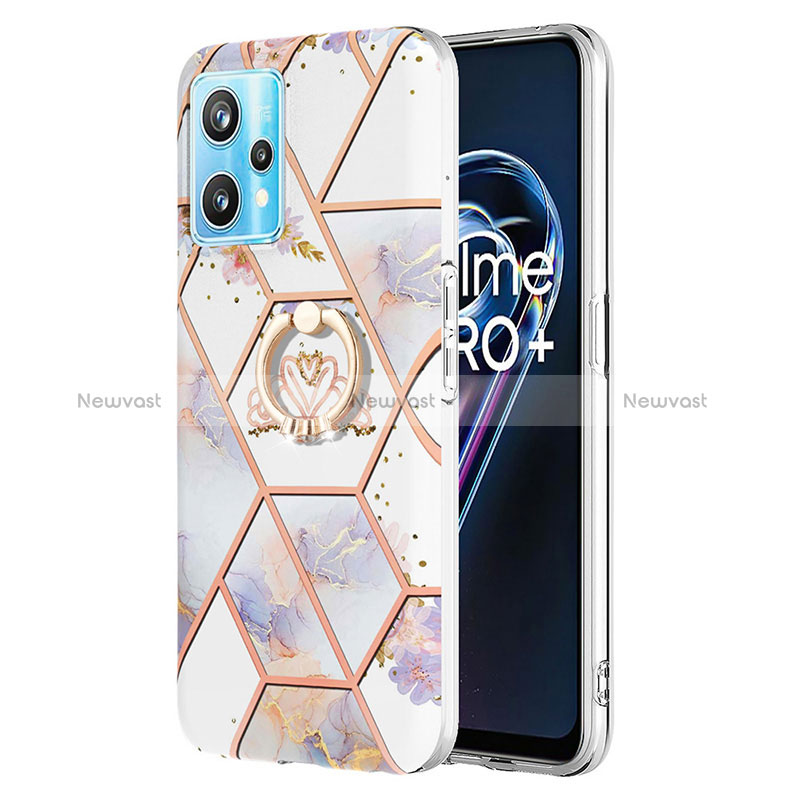 Silicone Candy Rubber Gel Fashionable Pattern Soft Case Cover with Finger Ring Stand Y02B for Realme 9 Pro 5G