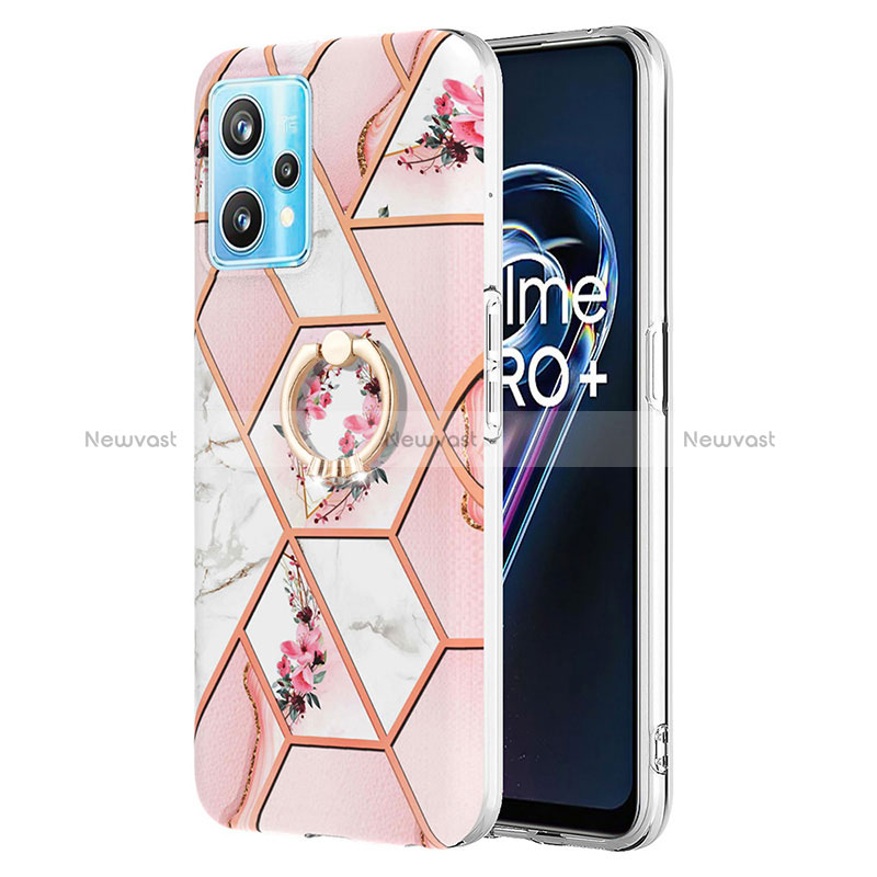 Silicone Candy Rubber Gel Fashionable Pattern Soft Case Cover with Finger Ring Stand Y02B for Realme 9 Pro+ Plus 5G