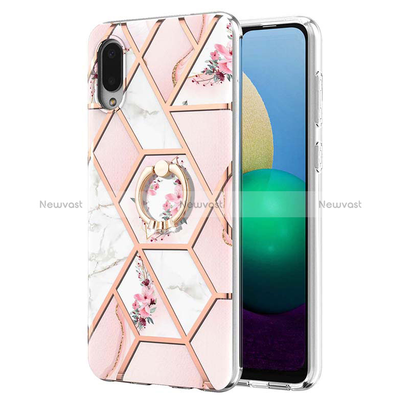 Silicone Candy Rubber Gel Fashionable Pattern Soft Case Cover with Finger Ring Stand Y02B for Samsung Galaxy A02