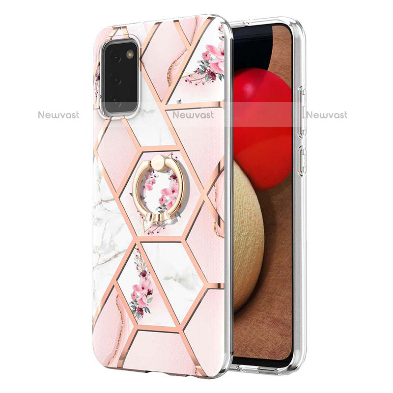 Silicone Candy Rubber Gel Fashionable Pattern Soft Case Cover with Finger Ring Stand Y02B for Samsung Galaxy A02s