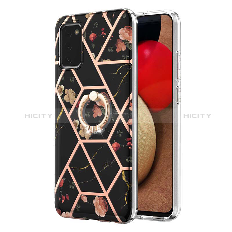 Silicone Candy Rubber Gel Fashionable Pattern Soft Case Cover with Finger Ring Stand Y02B for Samsung Galaxy A03s
