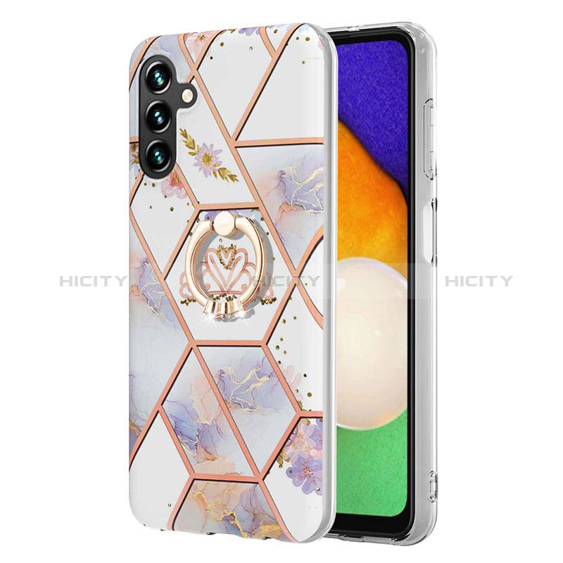 Silicone Candy Rubber Gel Fashionable Pattern Soft Case Cover with Finger Ring Stand Y02B for Samsung Galaxy A04s