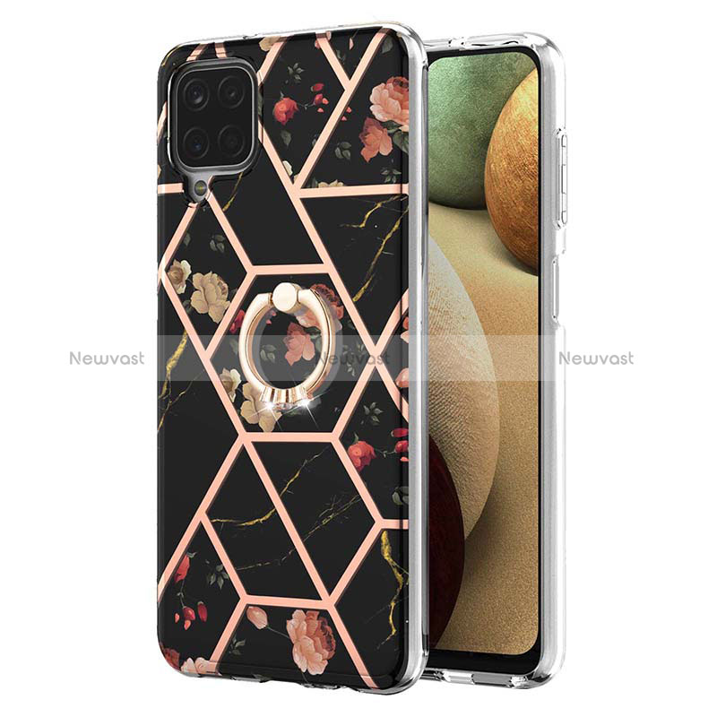 Silicone Candy Rubber Gel Fashionable Pattern Soft Case Cover with Finger Ring Stand Y02B for Samsung Galaxy A12 Nacho