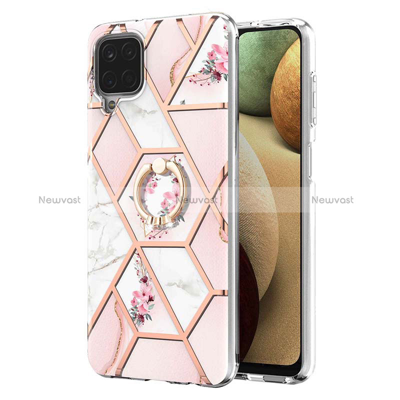 Silicone Candy Rubber Gel Fashionable Pattern Soft Case Cover with Finger Ring Stand Y02B for Samsung Galaxy A12 Nacho