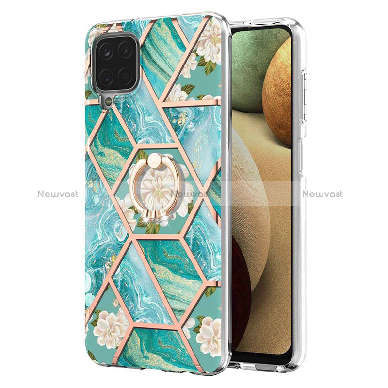 Silicone Candy Rubber Gel Fashionable Pattern Soft Case Cover with Finger Ring Stand Y02B for Samsung Galaxy A12 Nacho