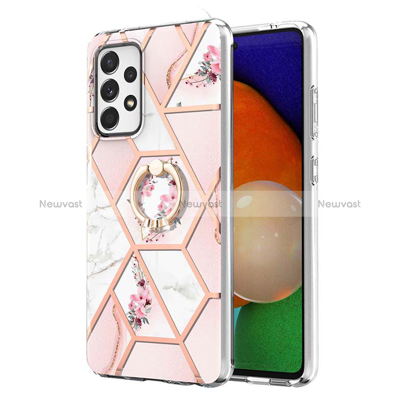 Silicone Candy Rubber Gel Fashionable Pattern Soft Case Cover with Finger Ring Stand Y02B for Samsung Galaxy A13 4G