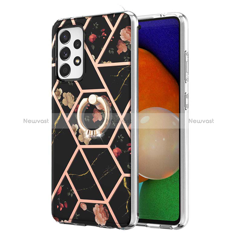 Silicone Candy Rubber Gel Fashionable Pattern Soft Case Cover with Finger Ring Stand Y02B for Samsung Galaxy A13 4G