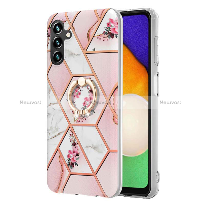 Silicone Candy Rubber Gel Fashionable Pattern Soft Case Cover with Finger Ring Stand Y02B for Samsung Galaxy A13 5G