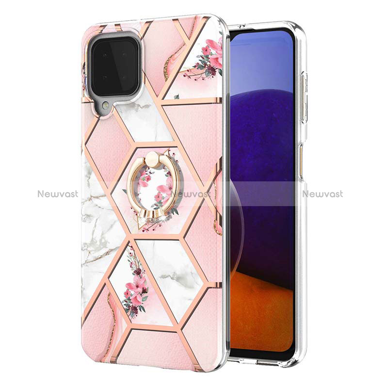 Silicone Candy Rubber Gel Fashionable Pattern Soft Case Cover with Finger Ring Stand Y02B for Samsung Galaxy A22 4G