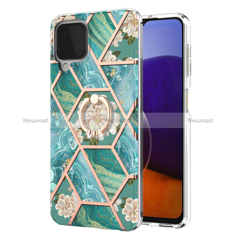 Silicone Candy Rubber Gel Fashionable Pattern Soft Case Cover with Finger Ring Stand Y02B for Samsung Galaxy A22 4G