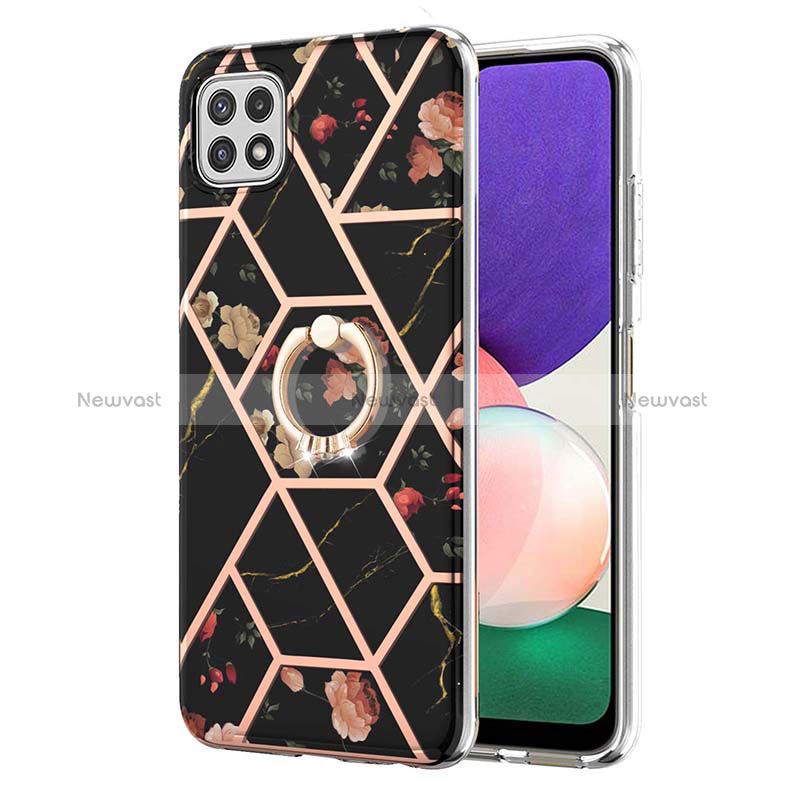 Silicone Candy Rubber Gel Fashionable Pattern Soft Case Cover with Finger Ring Stand Y02B for Samsung Galaxy A22 5G