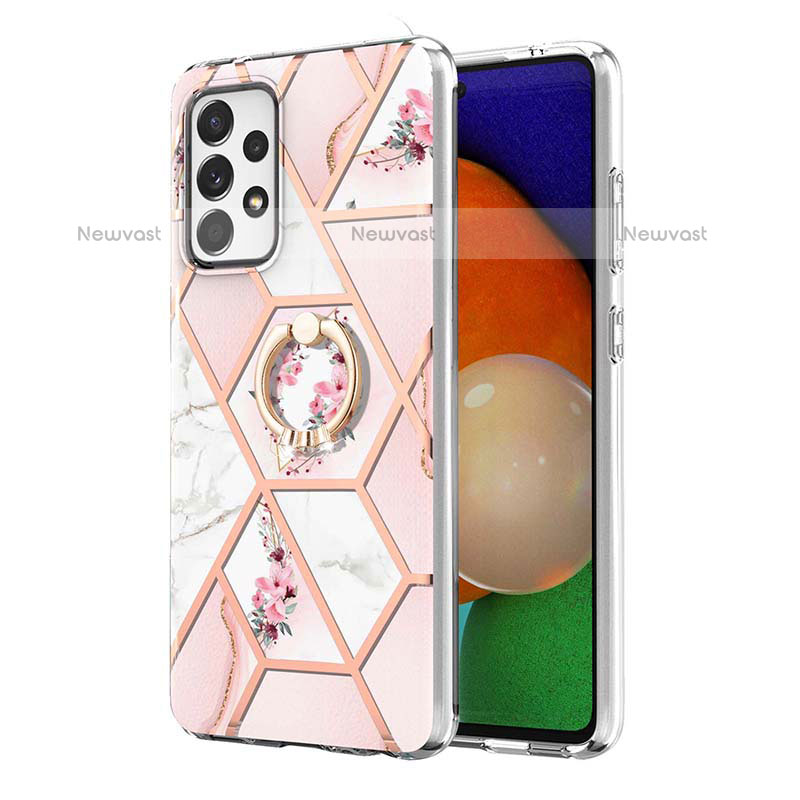 Silicone Candy Rubber Gel Fashionable Pattern Soft Case Cover with Finger Ring Stand Y02B for Samsung Galaxy A23 5G