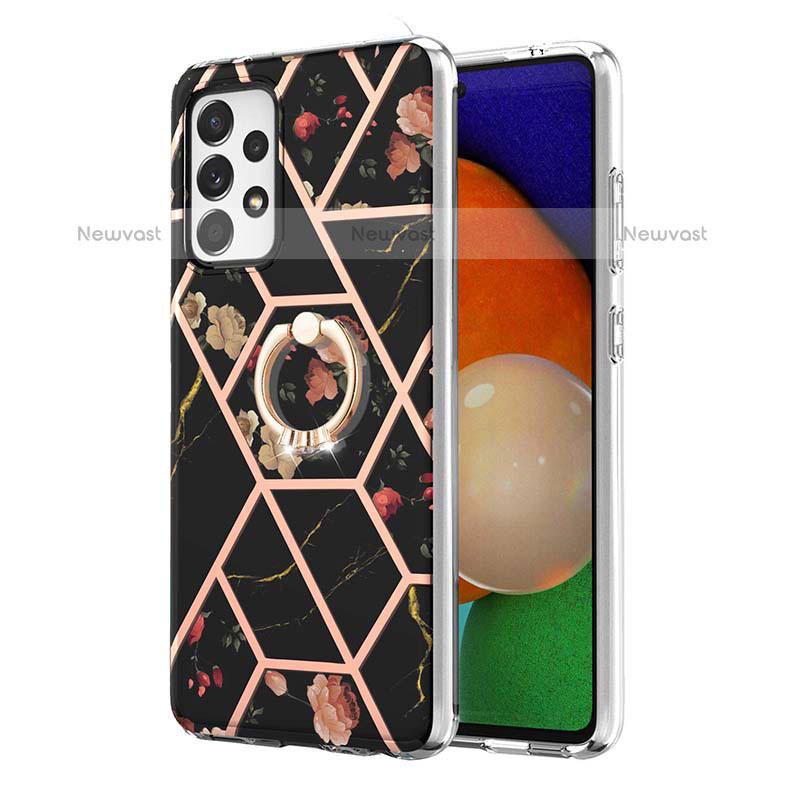 Silicone Candy Rubber Gel Fashionable Pattern Soft Case Cover with Finger Ring Stand Y02B for Samsung Galaxy A23 5G