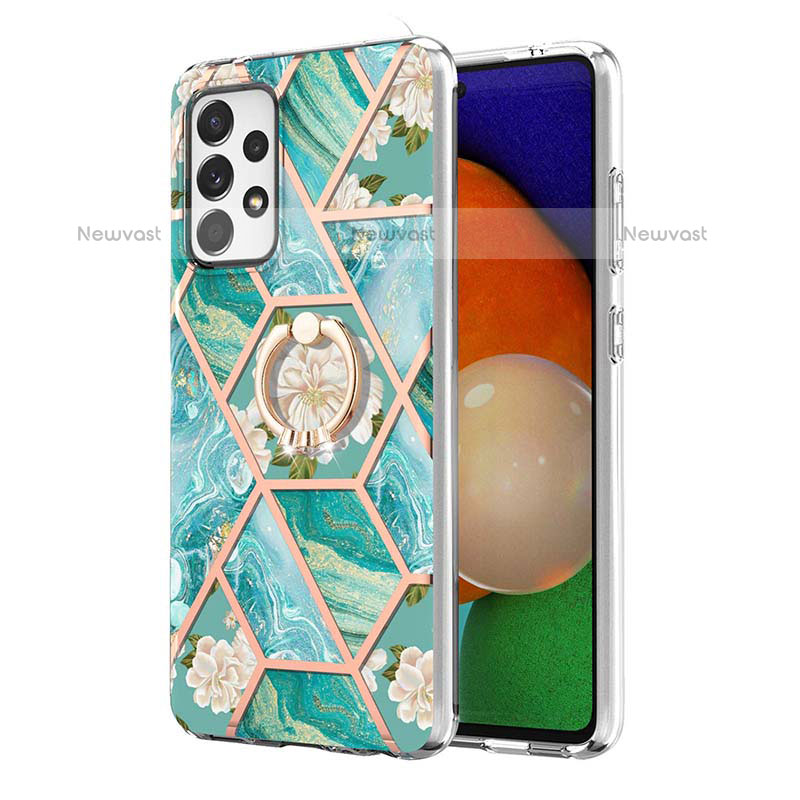 Silicone Candy Rubber Gel Fashionable Pattern Soft Case Cover with Finger Ring Stand Y02B for Samsung Galaxy A23 5G