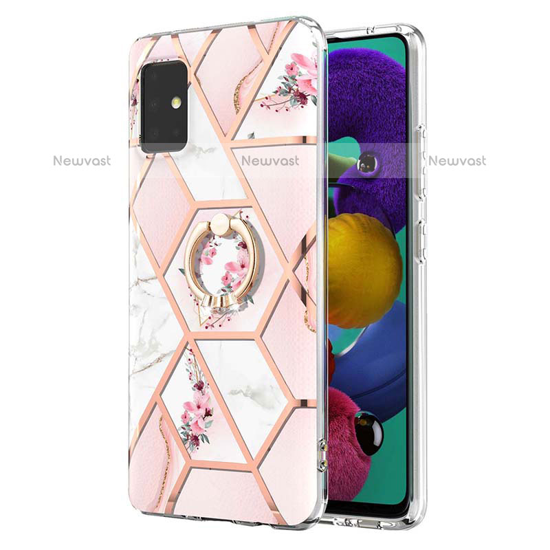 Silicone Candy Rubber Gel Fashionable Pattern Soft Case Cover with Finger Ring Stand Y02B for Samsung Galaxy A51 4G