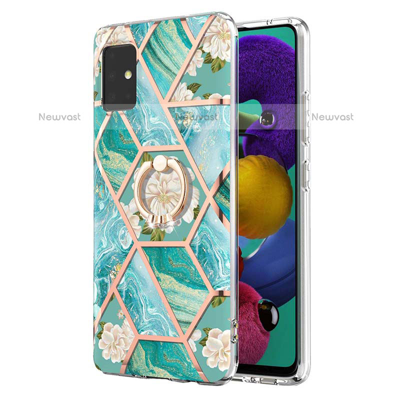 Silicone Candy Rubber Gel Fashionable Pattern Soft Case Cover with Finger Ring Stand Y02B for Samsung Galaxy A51 4G