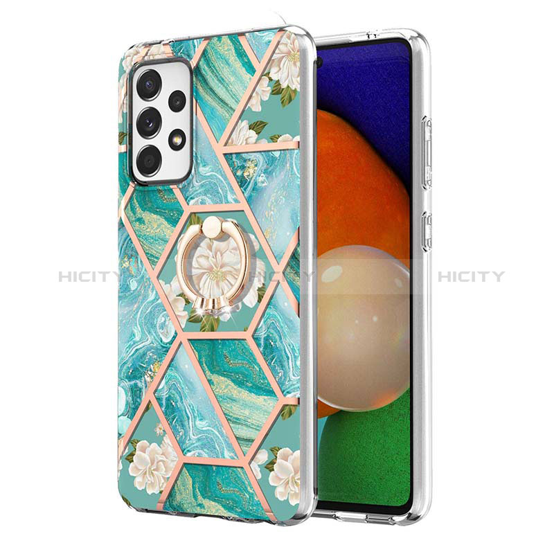 Silicone Candy Rubber Gel Fashionable Pattern Soft Case Cover with Finger Ring Stand Y02B for Samsung Galaxy A73 5G