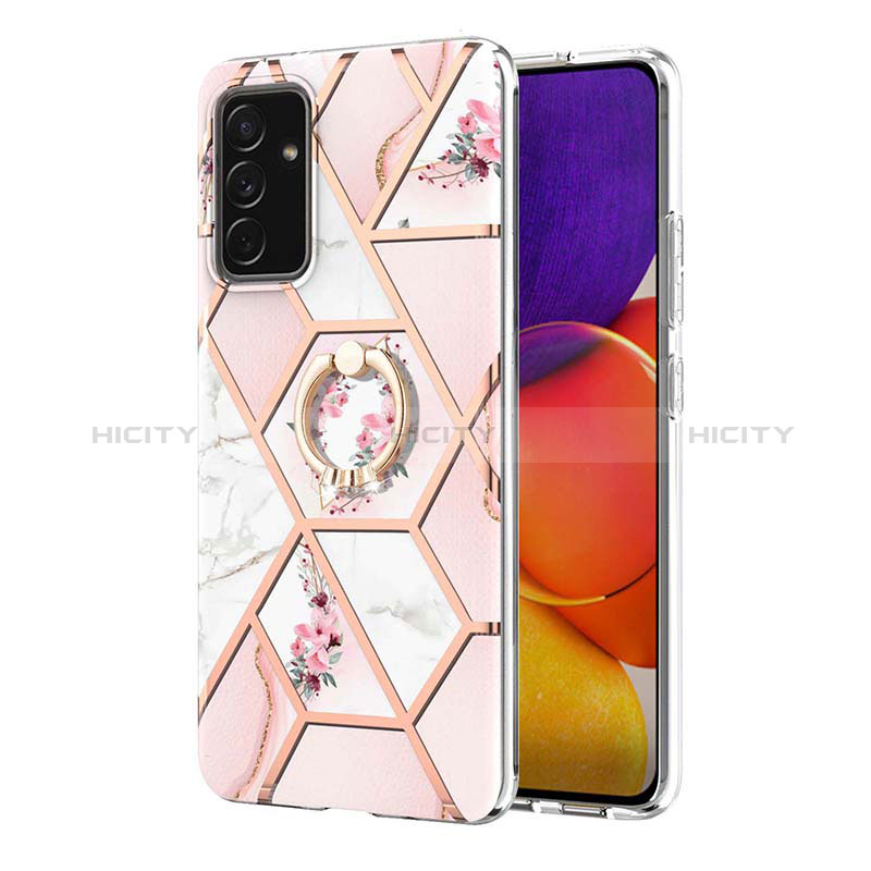 Silicone Candy Rubber Gel Fashionable Pattern Soft Case Cover with Finger Ring Stand Y02B for Samsung Galaxy A82 5G