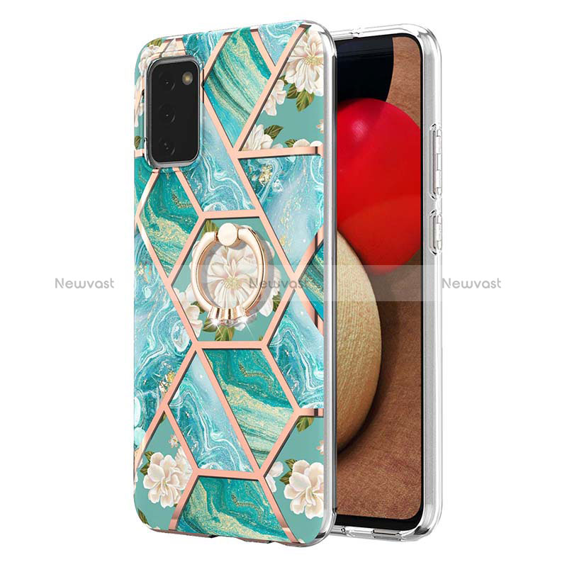 Silicone Candy Rubber Gel Fashionable Pattern Soft Case Cover with Finger Ring Stand Y02B for Samsung Galaxy F02S SM-E025F