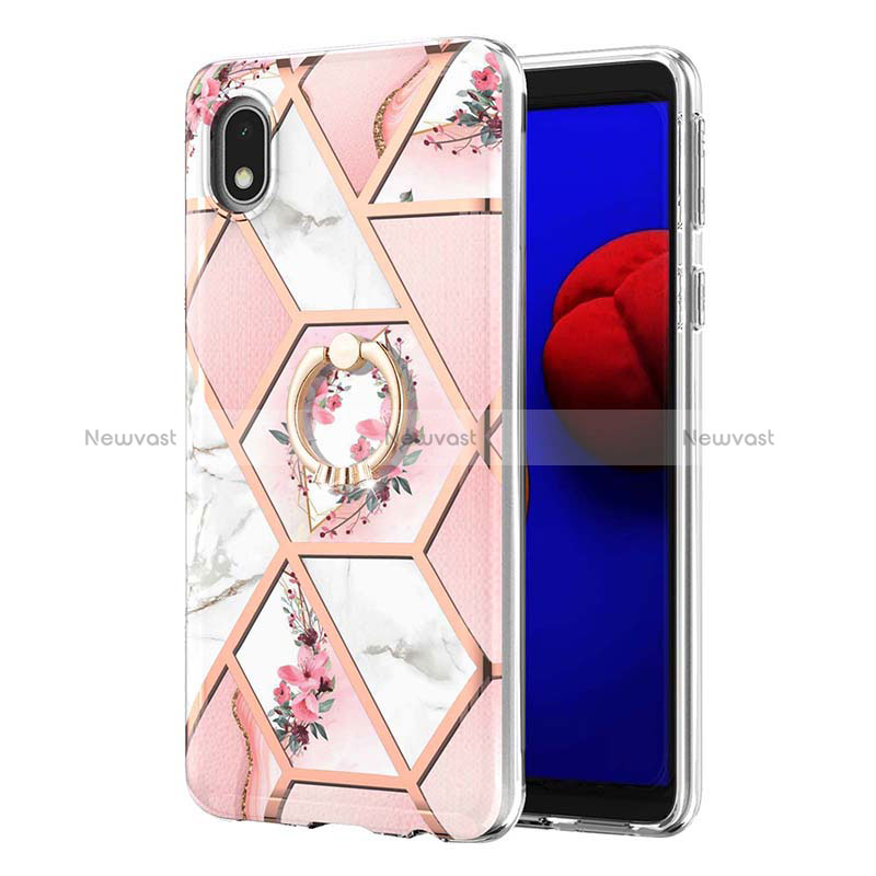 Silicone Candy Rubber Gel Fashionable Pattern Soft Case Cover with Finger Ring Stand Y02B for Samsung Galaxy M01 Core