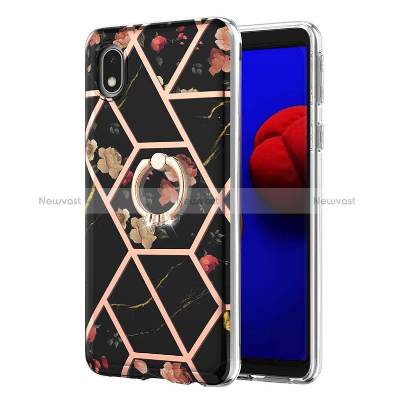 Silicone Candy Rubber Gel Fashionable Pattern Soft Case Cover with Finger Ring Stand Y02B for Samsung Galaxy M01 Core