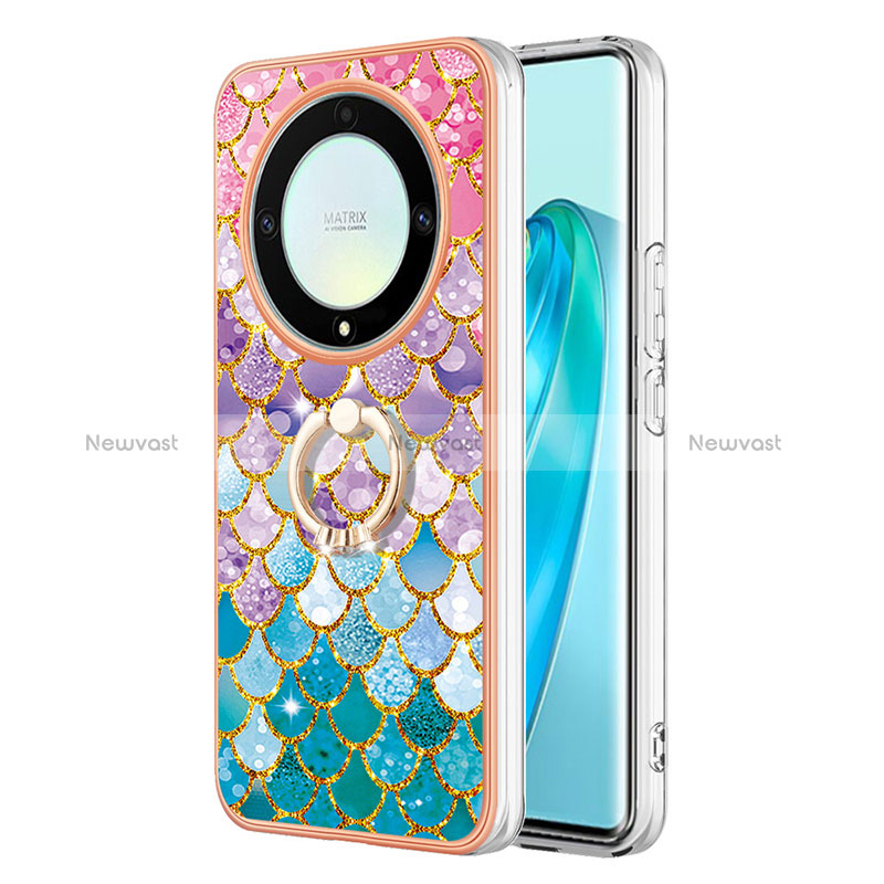 Silicone Candy Rubber Gel Fashionable Pattern Soft Case Cover with Finger Ring Stand Y03B for Huawei Honor Magic5 Lite 5G