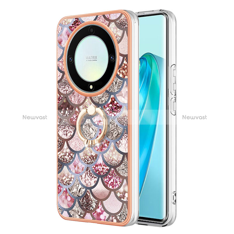 Silicone Candy Rubber Gel Fashionable Pattern Soft Case Cover with Finger Ring Stand Y03B for Huawei Honor Magic5 Lite 5G