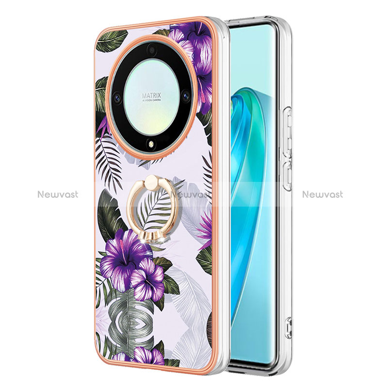 Silicone Candy Rubber Gel Fashionable Pattern Soft Case Cover with Finger Ring Stand Y03B for Huawei Honor Magic5 Lite 5G