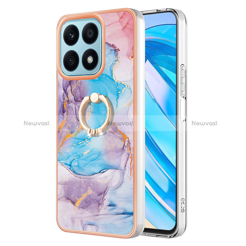 Silicone Candy Rubber Gel Fashionable Pattern Soft Case Cover with Finger Ring Stand Y03B for Huawei Honor X8a 4G