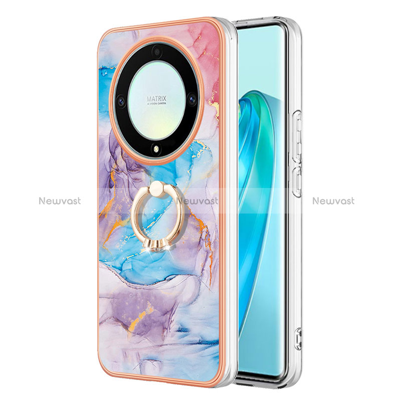 Silicone Candy Rubber Gel Fashionable Pattern Soft Case Cover with Finger Ring Stand Y03B for Huawei Honor X9a 5G