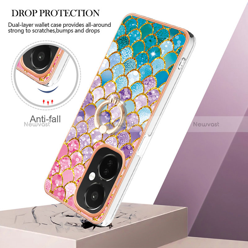 Silicone Candy Rubber Gel Fashionable Pattern Soft Case Cover with Finger Ring Stand Y03B for OnePlus Nord N30 5G