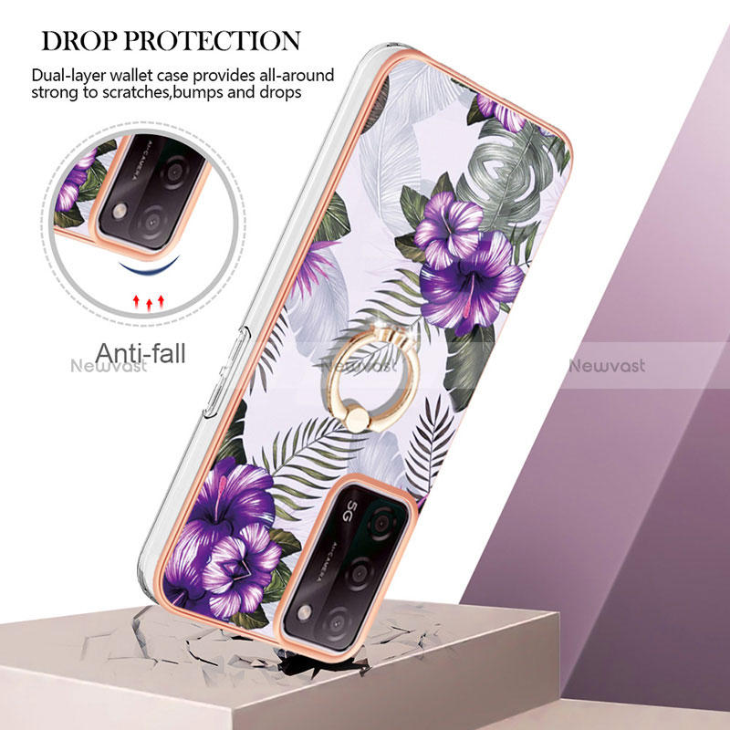 Silicone Candy Rubber Gel Fashionable Pattern Soft Case Cover with Finger Ring Stand Y03B for Oppo A53s 5G